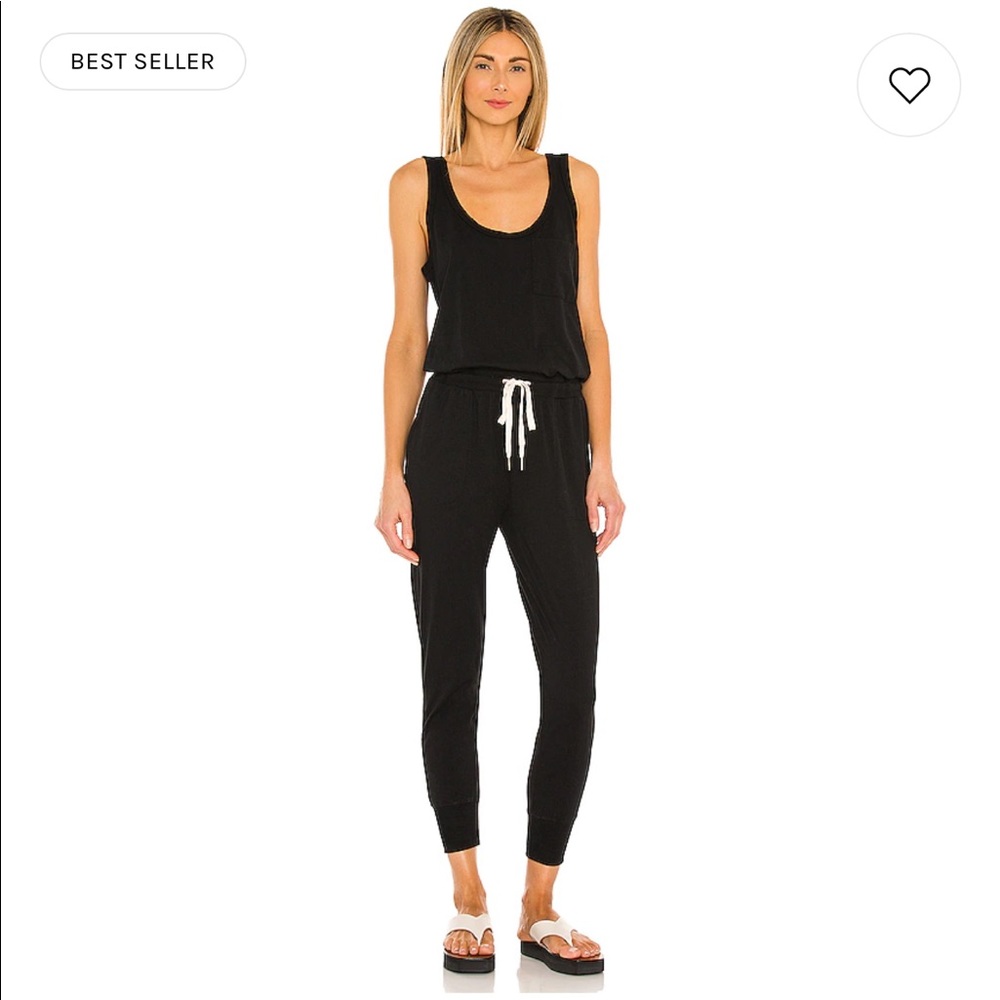 n:PHILANTHROPY Black Sleeveless Tank Jumpsuit with White Drawstring